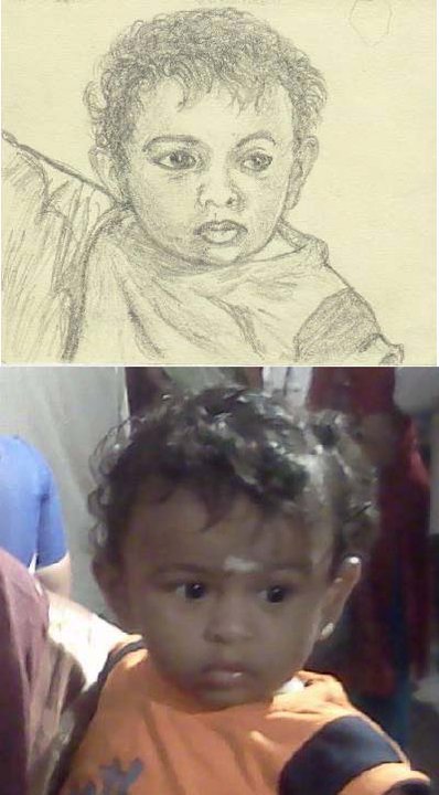 My sketch of Buttu with the reference photo